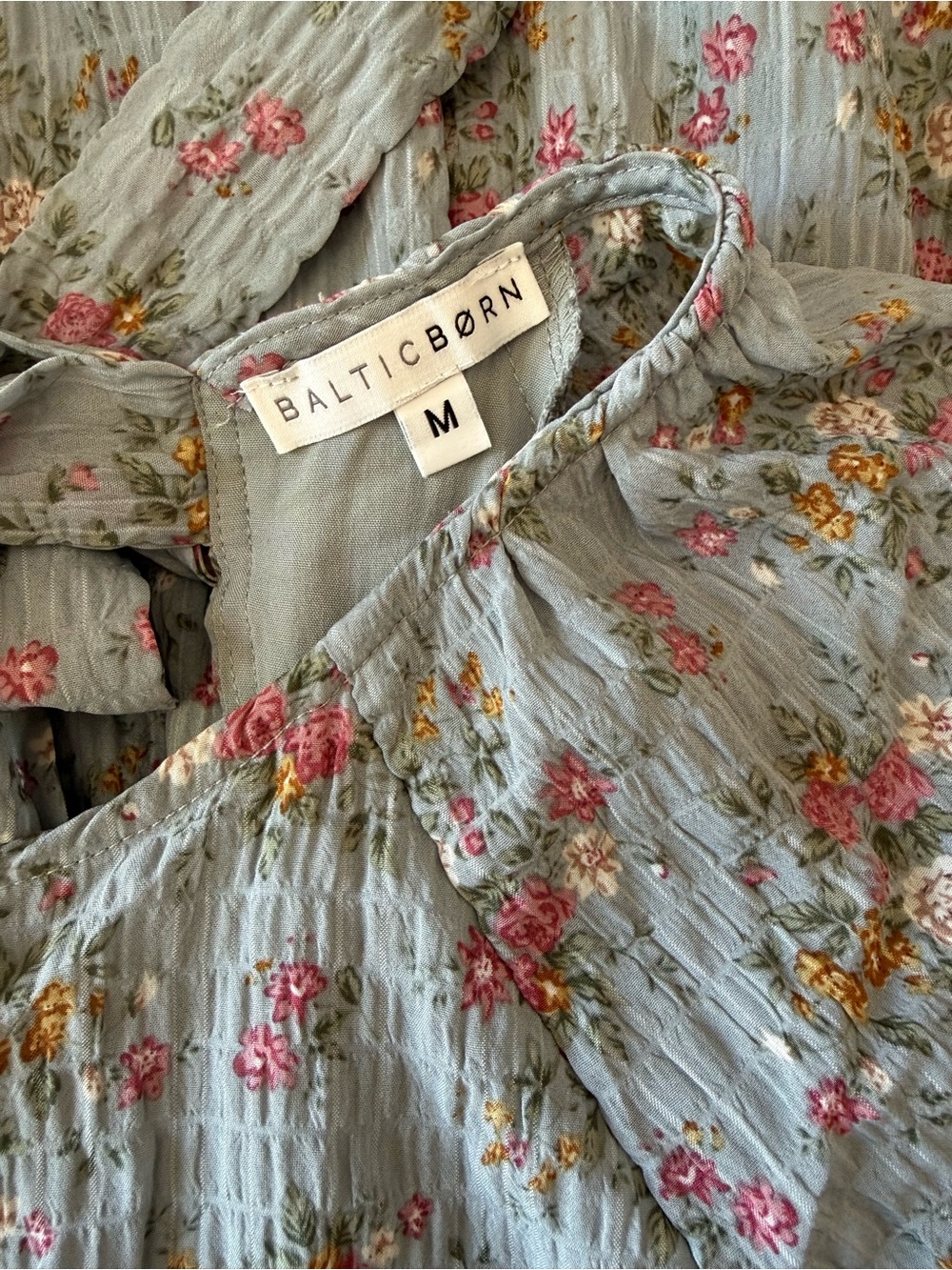 Baltic Born Dusty Blue Floral Open Back Maxi Dress M - Picture 5 of 7